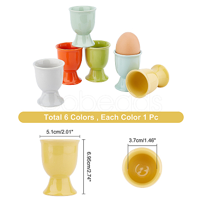 Olycraft 6Pcs 6 Colors Ceramic Baker Ross Egg Cups AJEW-OC0002-80-1