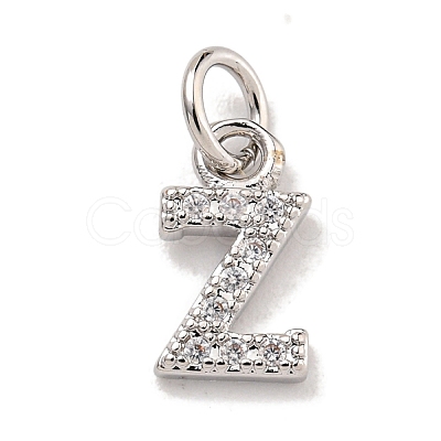 Initial Letter Brass with Cubic Zirconia Charms KK-Q814-26Z-P-1