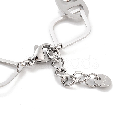 Non-Tarnish 304 Stainless Steel Oval & Rhombus Link Chain Bracelets for Women BJEW-K249-01P-1