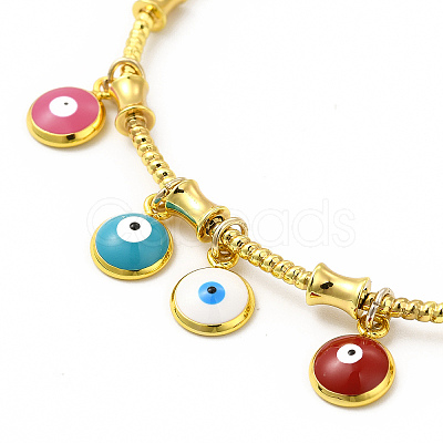 Colorful Enamel Evil Eye Charms Cuff Bangle BJEW-E073-09G-05-1