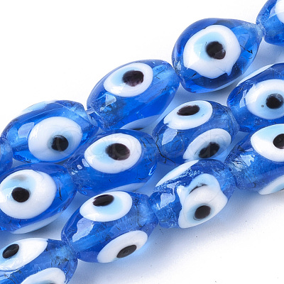 Handmade Evil Eye Lampwork Beads Strands LAMP-R143-03B-1