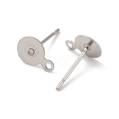 Non-Tarnish 304 Stainless Steel Flat Round Blank Peg & Post Ear Studs Findings X-STAS-E025-1-1