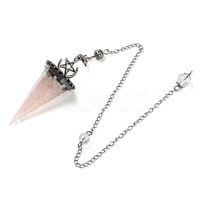 Natural Rose Quartz Chip & Resin Dowsing Pendulum Big Pendants G-H293-02P-13-1