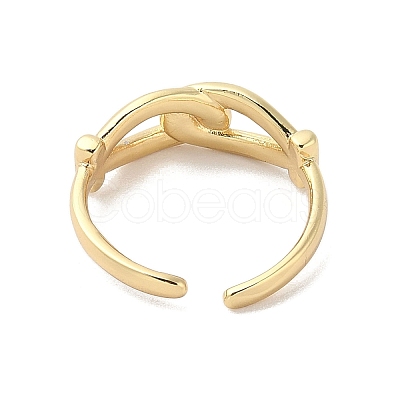 Double Knot Brass Open Cuff Ring for Women RJEW-A040-05G-1