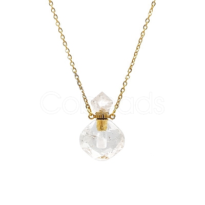 Natural Quartz Crystal Perfume Bottle Necklaces PW-WG51282-09-1