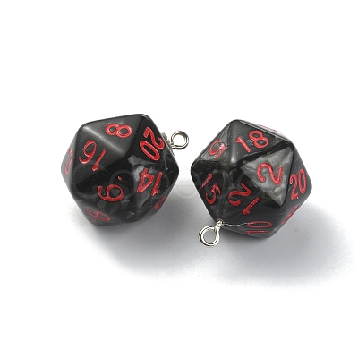 Opaque Resin Polyhedral Dice Pendants FIND-TAC0005-21F-1