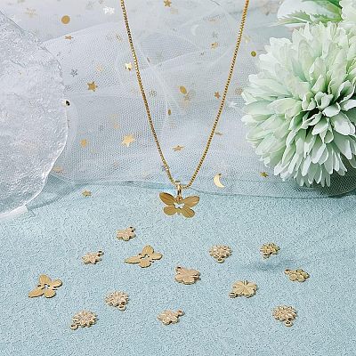 SUPERFINDINGS 50Pcs 5 Style Rack Plating Brass Charms KK-FH0004-69-1