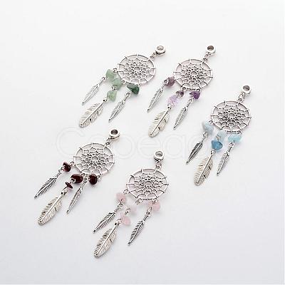 Natural Gemstone European Dangle Charms PALLOY-JF00214-1