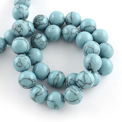 Synthetical Turquoise Gemstone Round Bead Strands TURQ-R035-6mm-03-1
