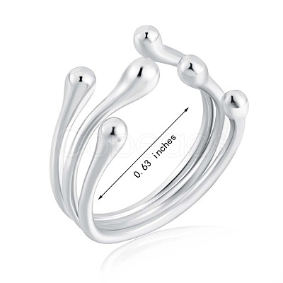 925 Sterling Silver Claw Open Cuff Ring JR879A-1