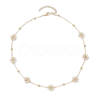 Imitated Pearl Acrylic Beads Necklace NJEW-JN04938-1