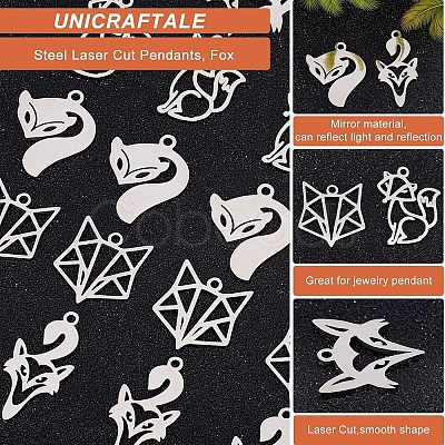 Unicraftale 20Pcs 5 Styles 201 Stainless Steel Pendants STAS-UN0035-61-1