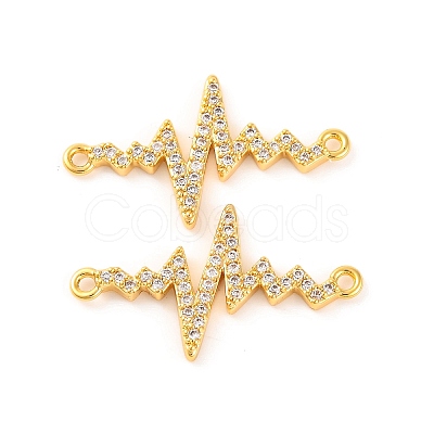 Brass Micro Pave Clear Cubic Zirconia Connector Charms KK-U017-01B-G-1