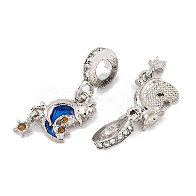 Rack Plating Alloy Crystal Rhinestone European Dangle Charms FIND-C055-23P-1