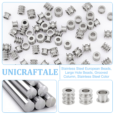 Unicraftale 60Pcs 3 Style 303 Stainless Steel European Beads STAS-UN0055-73-1