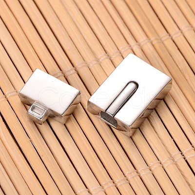 Tarnish Resistant Mixed Smooth & Matte 304 Stainless Steel Rectangle Magnetic Clasps STAS-I045-04-1