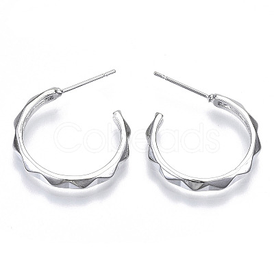 Brass Half Hoop Earrings KK-N232-109P-NF-1