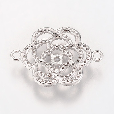 Flower Brass Micro Pave Cubic Zirconia Links ZIRC-I017-05P-1