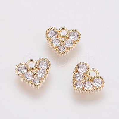 Brass Micro Pave Cubic Zirconia Charms X-ZIRC-F081-12G-1