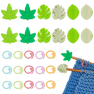 WADORN Leaf Silicone Knitting Needle Point Protectors DIY-WR0004-06-1