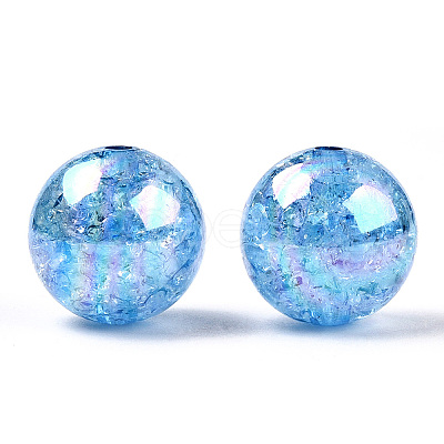 AB Color Transparent Crackle Round Acrylic Beads CACR-S006-04A-1