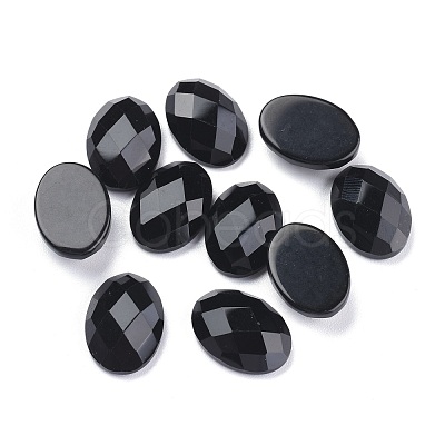 Natural Dyed & Heated Black Agate Cabochons X-G-G760-A10-1