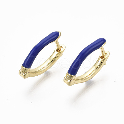 Brass Enamel Huggie Hoop Earrings EJEW-R144-011-NF-1