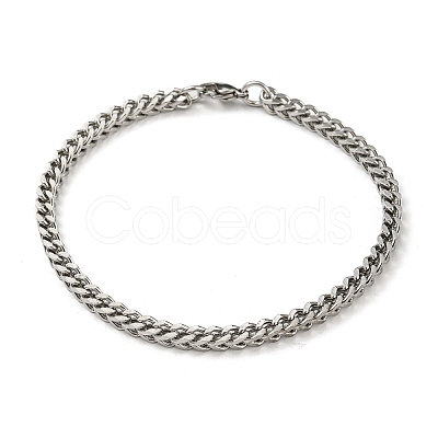 Non-Tarnish 201 Stainless Steel Cuban Link Chain Bracelets STAS-Z056-08P-1