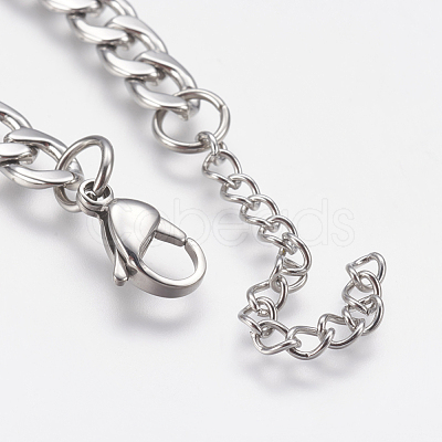 Tarnish Resistant Men's 304 Stainless Steel Curb Chain Bracelets STAS-I075-49A-1