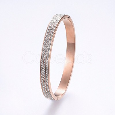 304 Stainless Steel Bangles BJEW-P223-28RG-1