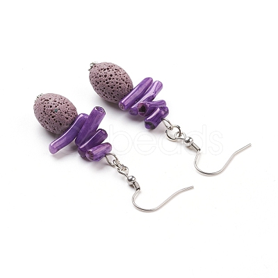 Natural Lava Rock Dangle Earrings EJEW-E260-A03-1