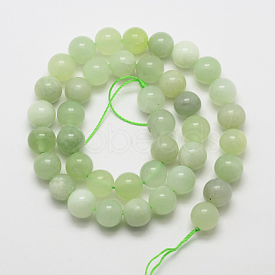 Natural New Jade Stone Round Bead Strands G-O039-16-6mm-1