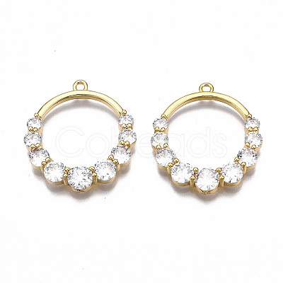 Brass Micro Pave Clear Cubic Zirconia Pendants KK-Q277-045-NF-1