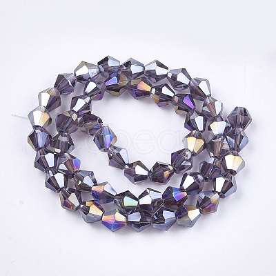 Electroplate Glass Beads Strands EGLA-Q118-6mm-B02-1