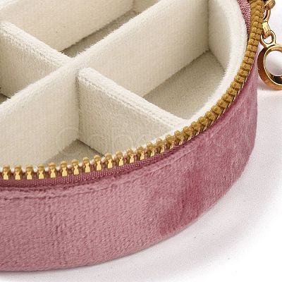 Round Velvet Jewelry Storage Zipper Boxes CON-P021-02A-1