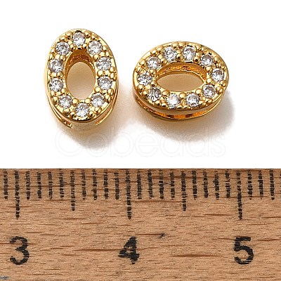 Rack Plating Number Brass Micro Pave Clear Cubic Zirconia Silde Charms KK-A231-13A-1