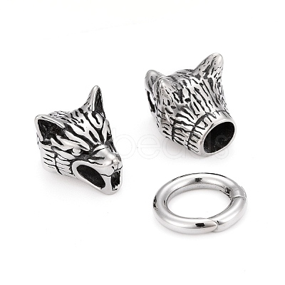 Wolf Head Stainless Steel Spring Gate Rings STAS-Q209-33-1