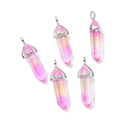 Faceted Bullet Glass Pointed Pendants KK-E282-01P-03-1