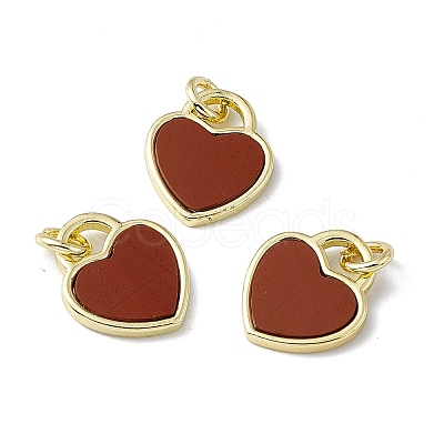 Natural Red Jasper Heart Charms G-G977-05G-01-1