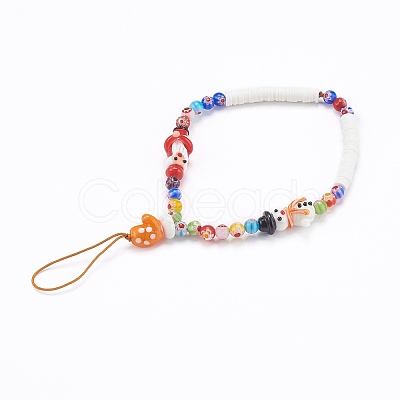 Handmade Lampwork Beaded Mobile Straps for Christmas HJEW-JM00446-01-1