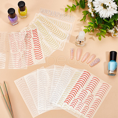 Olycraft 12Pcs 6 Colors Imitation Metal Line Nail Art Stickers MRMJ-OC0003-93-1