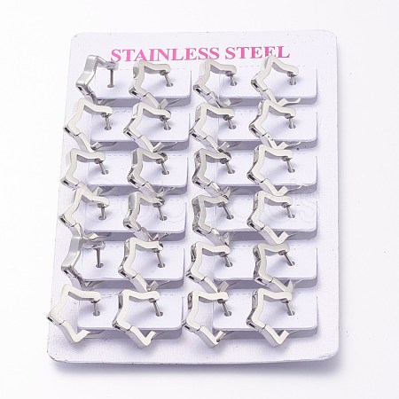 304 Stainless Steel Huggie Hoop Earrings EJEW-O099-08P-1