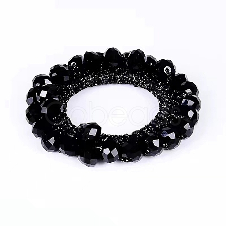 Faceted Glass Elastic Hair Ties PW-WG3B0F7-01-1