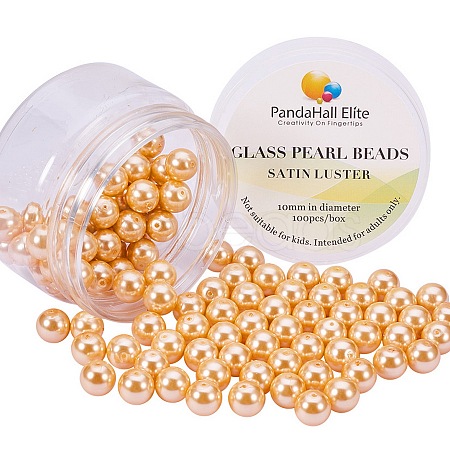 Pearlized Glass Pearl Round Beads HY-PH0001-10mm-112N-1