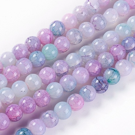 Crackle Glass Beads Strands CCG-L002-B-24-1