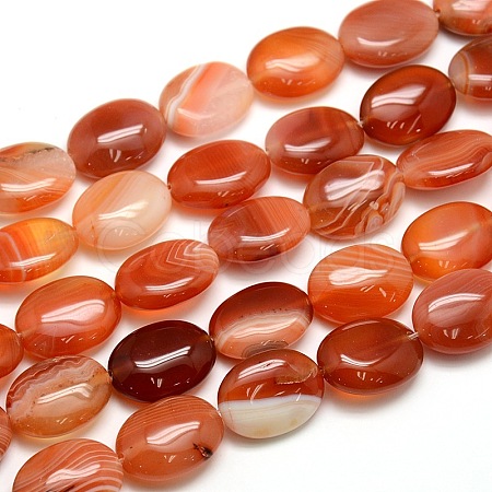 Natural Striped Agate/Banded Agate Oval Bead Strands G-L175A-16-1