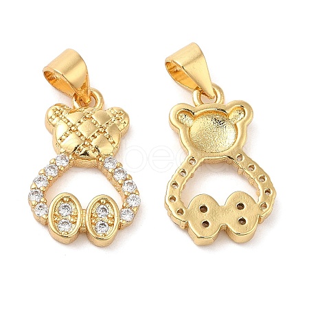 Brass Micro Pave Cubic Zirconia Pendants KK-M249-15G-1