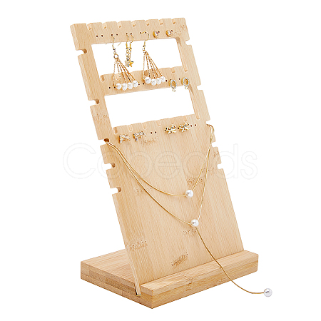 3-Tier Wood Slant Back Jewelry Display Stands EDIS-WH0021-32B-1