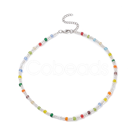 Glass Seed Beaded Necklace for Women NJEW-JN04276-1