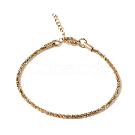 Ion Plating(IP) 304 Stainless Steel Bone Rope Chain Bracelet for Women BJEW-I311-01B-G-1